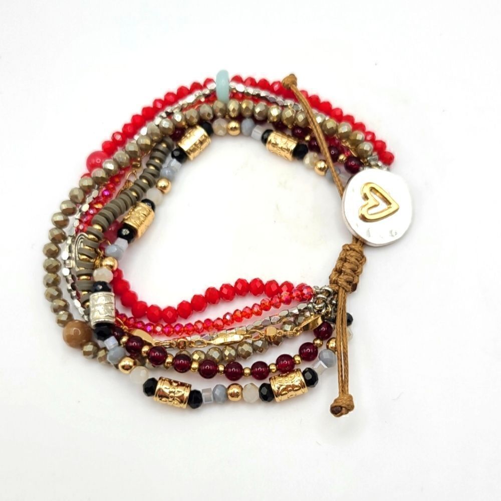 Journey Love Bracelet with heart, multi strand adjustable